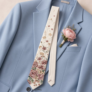 Corbata Boda romántica de primavera con rosa polvorienta y