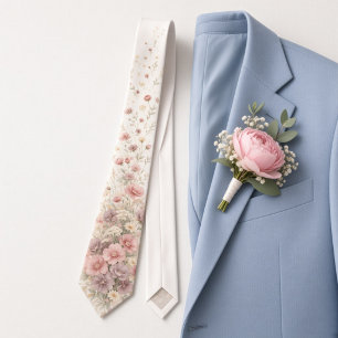 Corbata Boda romántica de primavera con rosa polvorienta y