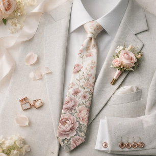 Corbata Boda romántica de primavera con rosa polvorienta y
