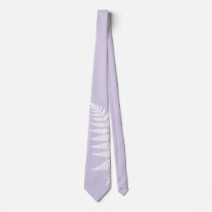Corbata Boda Simple y Elegante de Helecho Blanco y Lavanda