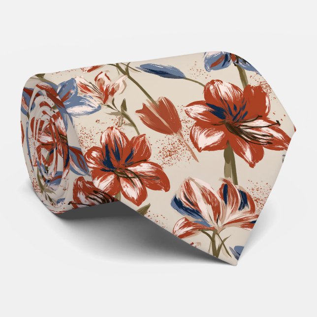 Corbata Boda Tío Boho Estampa Amaryllis  (Enrollado)