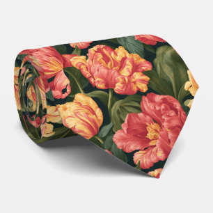 Corbata Boda Tropical de Compromiso con Patrón de Tulipán