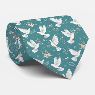 Corbata Bodas con patrón de flores de palomas de amor lind