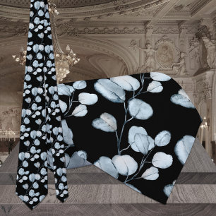 Corbata Bodas de azul polvoriento Eucalipto Negro