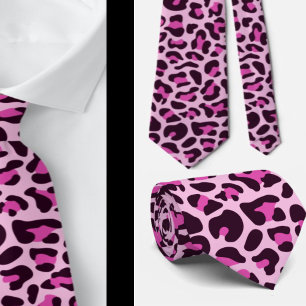 Corbata Bodas de rock de leopardo rosa de Punk impreso Gro