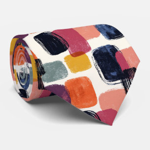 Corbata Boho Abstracto Moderno de Pincelada - Color Retro 