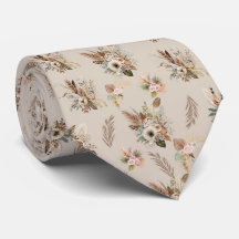 Boho Beige Marrón Floral Botánico Tendy Hombre