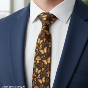 Corbata Boho Bosque Forestal Hongos Colores de Otoño