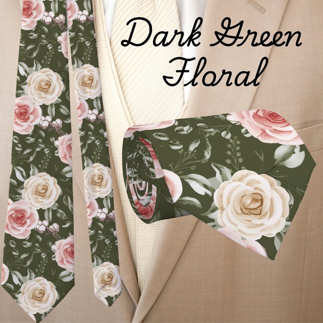 Corbata Boho Dark Sage Green Rubor Cream Floral Necesario (Subido por el creador)