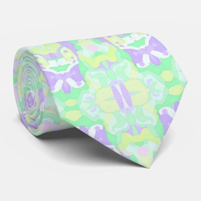 Corbata Boho Excéntrico Funky Pastel Trippy Hippie Mandala (Enrollado)