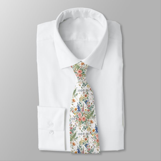 Corbata Boho Floral Celestial Moon  & Snakes Botanical (Atado)