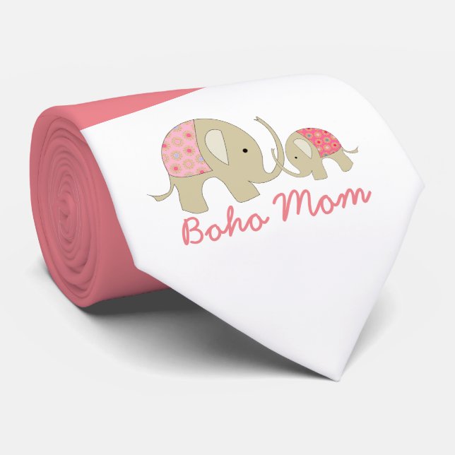 Corbata Boho Mom, Pink Elephant (Enrollado)