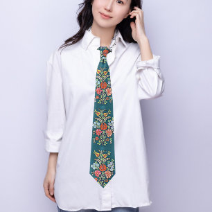 Corbata Boho Patrón Floral Húngaro Tejido De Cuello