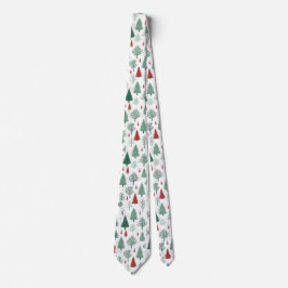 Corbata Boho Red Green Christmas Trees Holiday