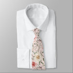 Corbata Boho  Rubor Rosa Melocotón Crema Floral Botánico<br><div class="desc">Añade un toque de fantasía y romance a tu look del día de tu boda con la corbata de boda boho rosa / melocotón, con flores de acuarela rosadas y rosas crema en la corbata floral. Diseñada con una mezcla etérea de suaves tonos rosados, delicadas flores de acuarela y rosas...</div>