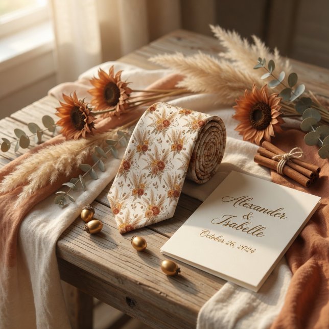 Corbata Boho Terracotta Rustic Botanical (Subido por el creador)