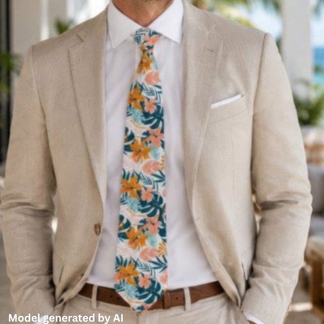 Corbata Boho Tropical Hojas Flores (Subido por el creador)