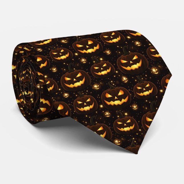 Corbata Bokeh Halloween | Glowing Jack-O’ Lantern (3) (Enrollado)