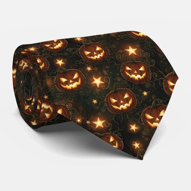 Corbata Bokeh Halloween Seamless | Glowing Jack-O’ Lantern (Enrollado)