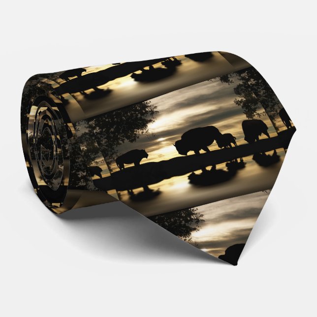 Corbata Bolas de búfalo de oro (Enrollado)