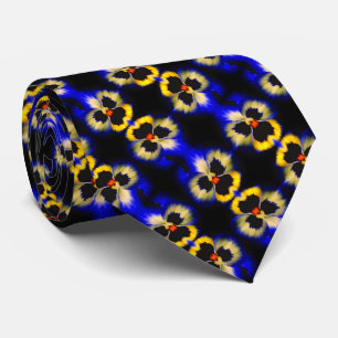 Corbata Bold Blue Pansy Flower Abstract Pattern