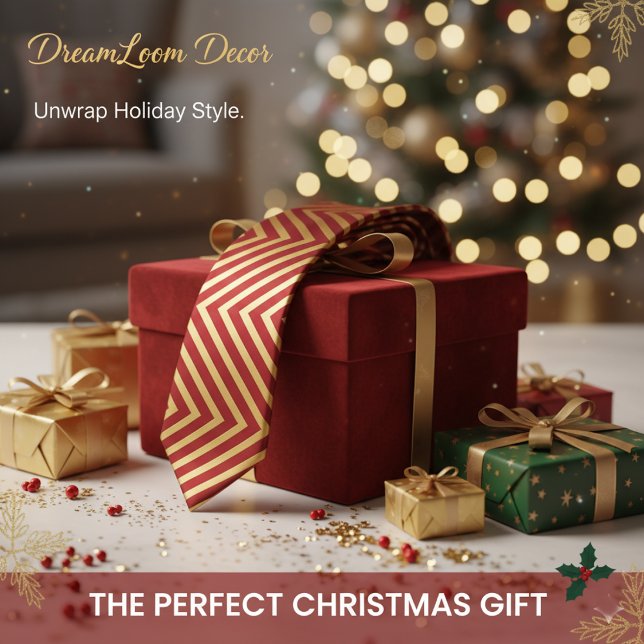 Corbata Bold Candy Cane Stripes Red & Gold Christmas Gift (Subido por el creador)