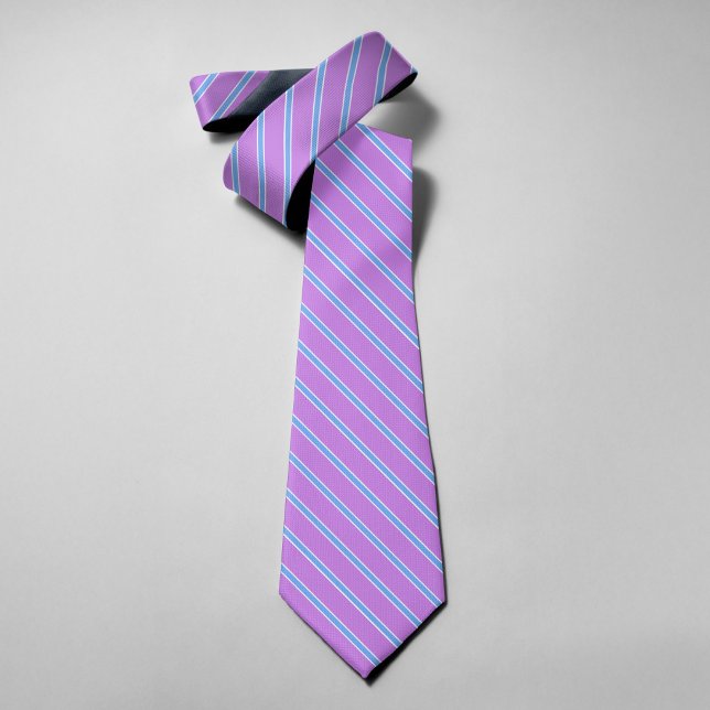 Corbata Bold Purple And Light Bule Stripes Luxury Wedding (Subido por el creador)