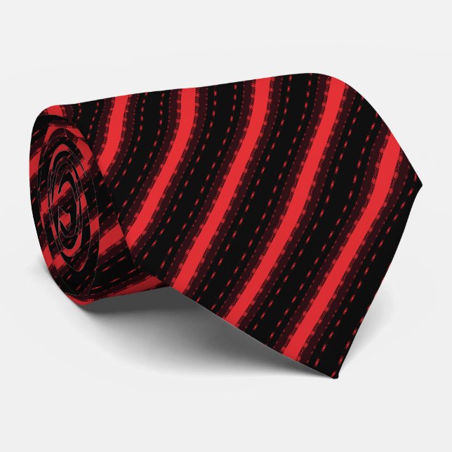 Corbata Bold Red & Black Stripe Pattern (Enrollado)
