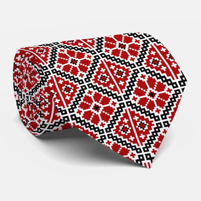 Corbata Bordado étnico eslavo, tradicional balcánico (Enrollado)