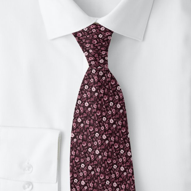 Corbata Bordeaux Flores Pequeñas (Subido por el creador)