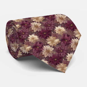 Corbata Borgona Brillo Dorado Copo de Nieve Glam Invierno