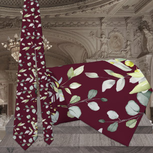 Corbata Borgoña Eucalyptus Greenery Boda Neck Tie