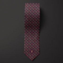 Corbata Borgoña intrincada y Mandala Groomsman dorada