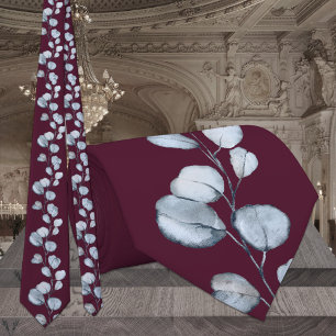 Corbata Borgoña Raspberry Dusty Blue Eucalyptus Boda