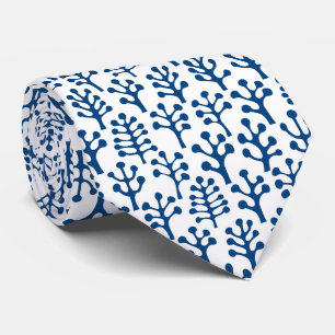 Corbata Bosque 230823 - Azul Shibori sobre Blanco