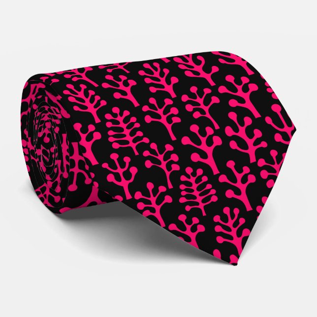 Corbata Bosque 230823 - Rojo Neon en Negro (Enrollado)