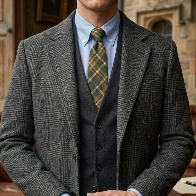 Corbata Bosque Antiguo Plaid de Tartán Verde Naranja Oxida (Subido por el creador)