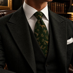 Corbata Bosque Antiguo Verde Patrón de Cazador Perro Pato 