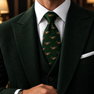 Corbata Bosque Antiguo Verde Tweed Pato de Madera