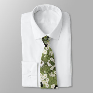 Corbata Bosque de bosques de bosques conejos con flores bl