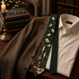Corbata Bosque Oscuro Academia Verde Navidad Biblioteca Li
