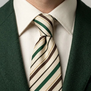 Corbata Bosque Verde Chocolate Marfil Franja Heritage