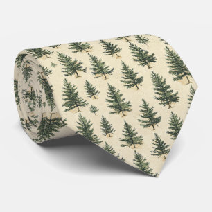 Corbata Bosquejo de árbol perenne rústico en crema madera