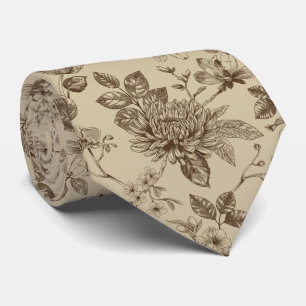 Corbata Bosquejo de flor marrón, floral elegante