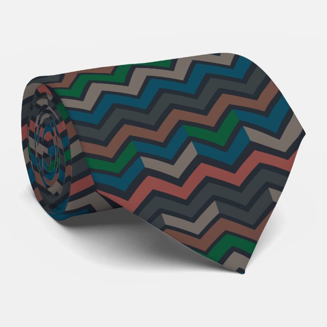 Corbata Bosques en zigzag de Chevron de Tierra Oscura (Enrollado)