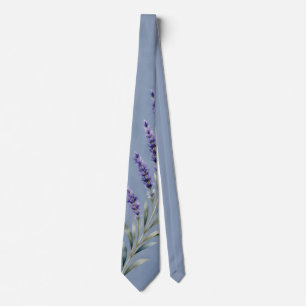 Corbata botánica azul lavanda acuarela