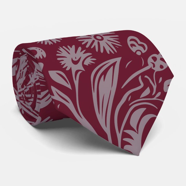 Corbata botánica de Borgoña | Corbata de Paisley (Enrollado)