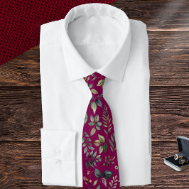 Corbata Botánica de borgoña masculina de hojas de invierno