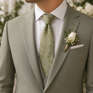 Corbata Botánica de Oliva Sage Silenciada