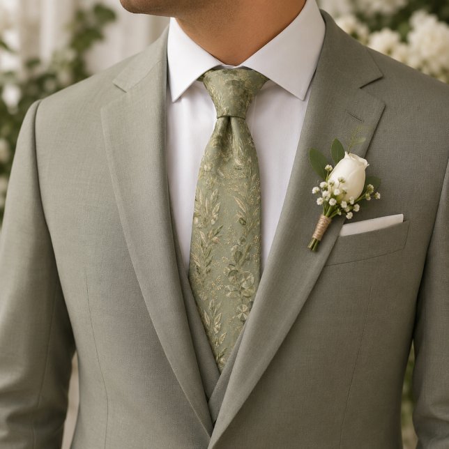 Corbata Botánica de Oliva Sage Silenciada (Subido por el creador)